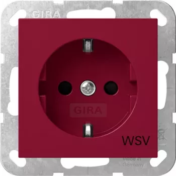 Gira Πρίζα SCHUKO Standard 55, αυξημένη προστασία επαφής, με πεδίο σήμανσης, Κόκκινο (RAL 3003) 4453108