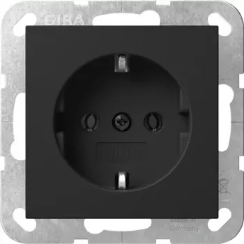 Gira System 55 Πρίζα SCHUKO με καπάκι, Μαύρο 4180005