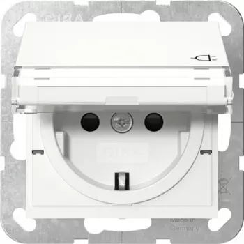 Gira 455703 Πρίζα SCHUKO με καπάκι, Λευκό γυαλιστερό, System 55