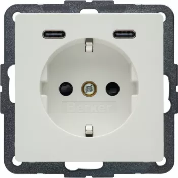 Hager Berker Q.x πρίζα SCHUKO με USB-C PD 20W, πολικό λευκό 48156089