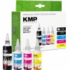KMP PRINTTECHNIK Σετ Μελανιού Αναπλήρωσης για Brother BTD180BK/C/M/Y – Μαύρο 110ml, Κυανό/Ματζέντα/Κίτρινο 50ml έκαστο (συμβατό) 1555,0005
