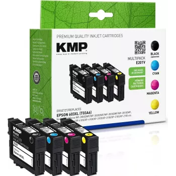 KMP MULTIPACK E201V - Συσκευασία 4 τεμ. - Μαύρο, Κίτρινο, Κυανό, Ματζέντα - Συμβατό - Μελανοδοχείο (Εναλλακτικό για: Epson 603XL) (1650,4005)
