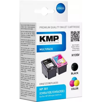 KMP MULTIPACK H135V – συσκευασία 2 τεμ. δοχεία μελάνης μαύρο & τρίχρωμο (εναλλακτικό για HP 301XL)
