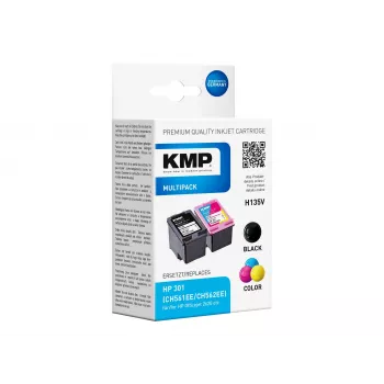 KMP MULTIPACK H135V – συσκευασία 2 τεμ. δοχεία μελάνης μαύρο & τρίχρωμο (εναλλακτικό για HP 301XL)