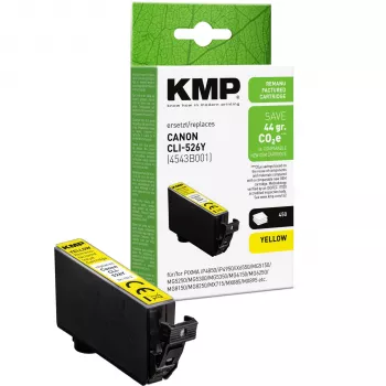 KMP συμβατό κίτρινο δοχείο μελανιού για Canon CLI-526 Y (1513, 4009)