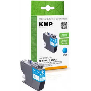 KMP ανακατασκευασμένο κυανό μελανό δοχείο για Brother LC422XLC (1500 σελίδες)