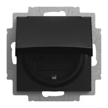 BUSCH-JAEGER Πρίζα SCHUKO με καπάκι IP44, Μαύρο ματ 2CKA002013A5538