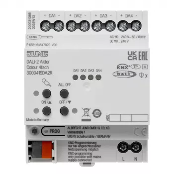 JUNG KNX DALI-2 Ενεργοποιητής χρώματος 4 απλός, ράγα DIN, 4 TE, Secure (300041SDA2R)