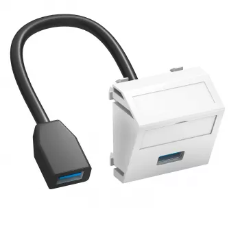 OBO Bettermann MTS-U3A F RW1 σύνδεση USB-2.0/3.0, 1 module, λοξή έξοδος, με καλώδιο σύνδεσης, λευκό RAL 9010 (6104934)