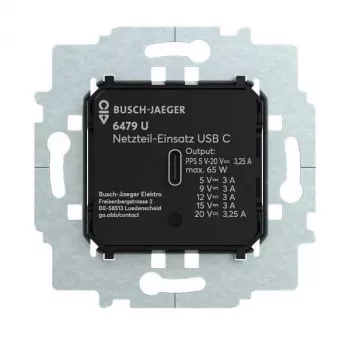 Busch-Jäger 6479 U μονάδα τροφοδοτικού με USB-C, 15 W, χωνευτό, λευκό 2CKA006400A0436