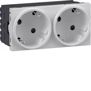 HAGER GS20229016 πρίζα SCHUKO, 2 απλές, 33°, λευκό