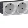 HAGER GS20229016 πρίζα SCHUKO, 2 απλές, 33°, λευκό