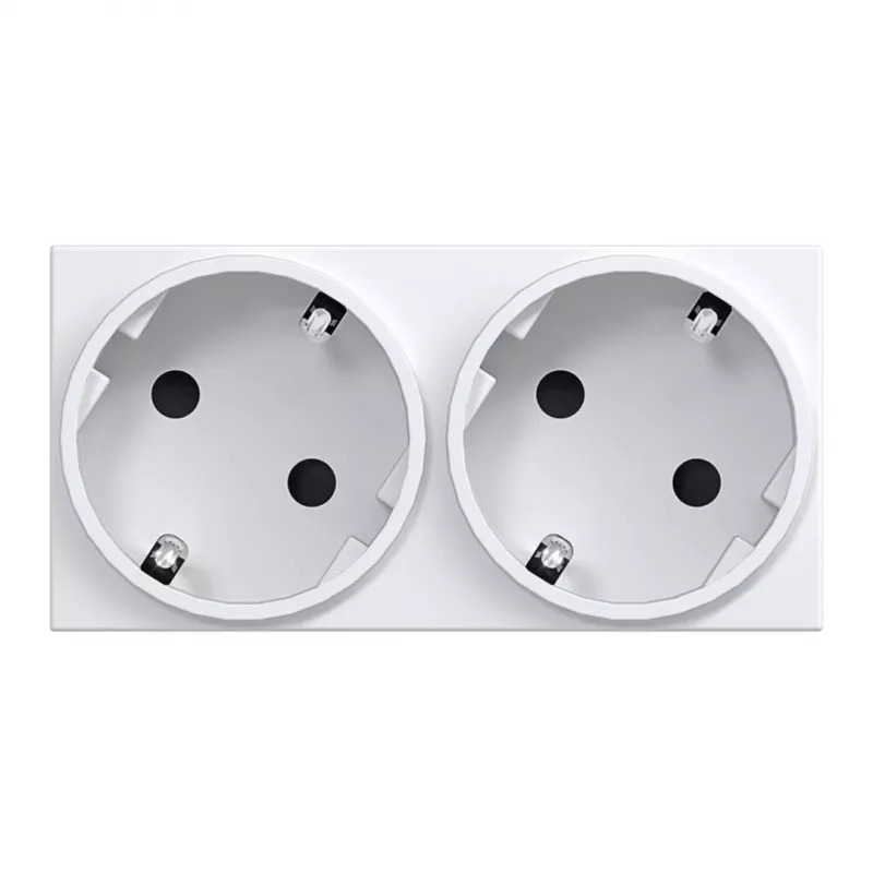 HAGER GS20229016 πρίζα SCHUKO, 2 απλές, 33°, λευκό