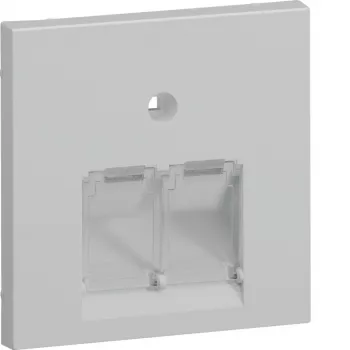 Hager GZUAE2A7035 Κεντρικό κάλυμμα για 2 υποδοχές UAE/RJ45, ανοιχτό γκρι RAL 7035