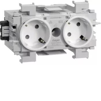 HAGER GS20119016 πρίζα 2 θέσεων 45° ανεστραμμένη με μπροστινό κλείδωμα, γκρι