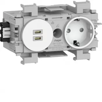 Hager Winsta Πρίζα Schuko με Dual USB-C PD 20W φορτιστή, πολικό λευκό GS17019016