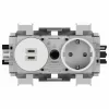 Hager Winsta Πρίζα Schuko με Dual USB-C PD 20W φορτιστή, πολικό λευκό GS17019016