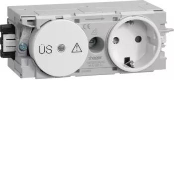 HAGER GS12009016 πρίζα Schuko με λεπτή προστασία, τοποθέτηση προφίλ C, λευκό κυκλοφορίας