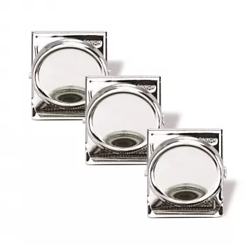Magnetoplan μαγνητικό κλιπ 35 mm ασημί συσκευασία 3 τεμ. συγκρατεί έως 26 φύλλα A4 (16670)