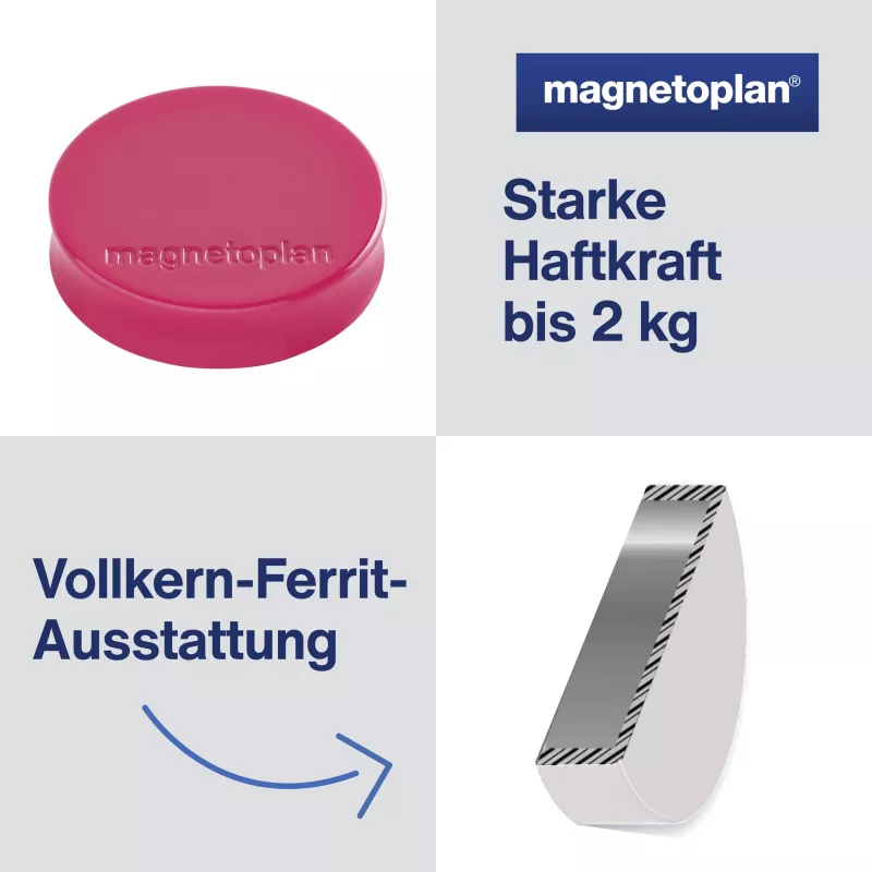 MAGNETOPLAN HOLTZ Magnet Ergo Medium 1664018 30mm ροζ 10 τεμ.