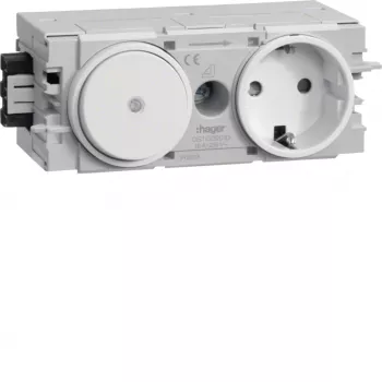HAGER GS11009016 πρίζα Schuko με διακόπτη εναλλαγής, λευκό κυκλοφορίας
