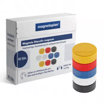Magnetoplan Discofix Magnum Ανάμεικτοι μαγνήτες whiteboard, 34 mm, 10 τεμ. 1660010
