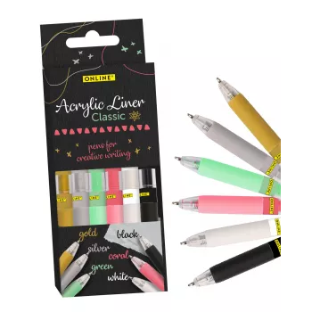 ONLINE® Classic σετ ακρυλικών μαρκαδόρων 1,0 mm, 6 διαφορετικά χρώματα (18631/6)