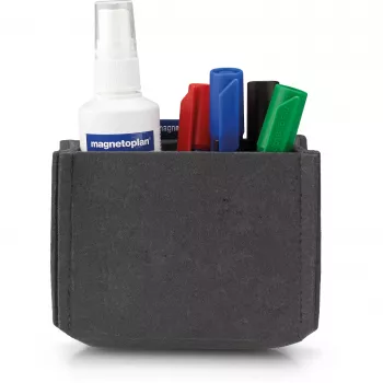 magnetoplan magnetoTray Medium γκρι θήκη μαρκαδόρων από τσόχα, μαγνητική, από 100% ανακυκλωμένα μπουκάλια PET 1227701