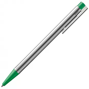 LAMY Logo Στυλό διαρκείας, ματ πράσινο βερνίκι, θήκη ανοξείδωτου ατσαλιού, ανταλλακτικό M16 μπλε 1228040