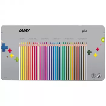 LAMY Τριγωνικές ξυλομπογιές Plus, μεταλλική θήκη 36 τεμ., εργονομικό τριγωνικό σχήμα, ματ επιφάνεια, ανάμεικτα χρώματα (1226065)