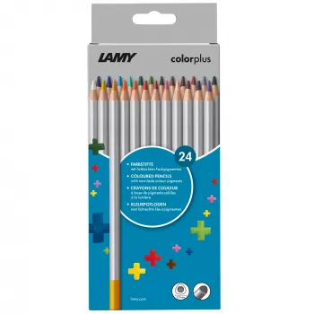 LAMY colorplus Ξυλομπογιές, 24 διαφορετικά χρώματα, εργονομικό τριγωνικό σχήμα, ματ επιφάνεια, ανθεκτική μύτη, χάρτινη θήκη 1233469