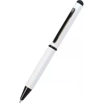 ONLINE SCHREIBGERÄTE Hexagon Stylus Στυλό διαρκείας, λευκή θήκη, μπλε μελάνι, χωρητικός Stylus, περιστροφικός μηχανισμός, αλουμίνιο, 1 τεμ. (21031/3D)