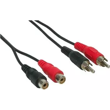 Good Connections 2x RCA βύσμα αρσενικό σε 2x RCA υποδοχή θηλυκή Στερεοφωνικό καλώδιο επέκτασης ήχου, 1,5 m, Μαύρο AS-2CV2