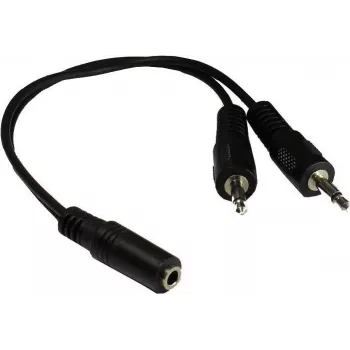 GoodConnections AD-35B2S Προσαρμογέας ήχου Y 3,5 mm στερεοφωνική υποδοχή θηλυκή σε 2x RCA βύσμα αρσενικό, 20 cm, νικέλιο, μαύρο