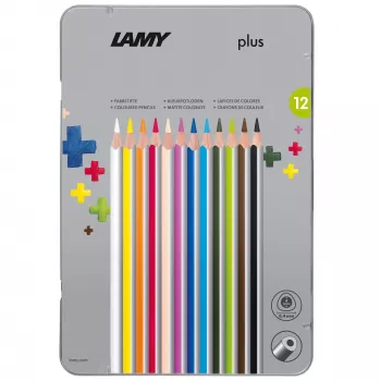 LAMY plus Τριγωνικές ξυλομπογιές, μεταλλική θήκη 12 τεμ., Εργονομικό τριγωνικό σχήμα, Ματ επιφάνεια, Ανθεκτική μύτη 1222009