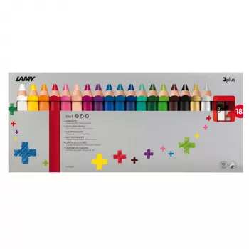 LAMY 3-in-1 Ξυλομπογιές 3plus, σετ 18 τεμ. σε χάρτινη θήκη – Ακουαρέλα, Κηρομπογιά και Ξυλομπογιά σε ένα 1223549