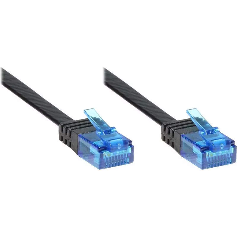 GoodConnections Cat. 6a U/UTP Επίπεδο καλώδιο Patch, 500 MHz, Μαύρο, 1 m 8060-HF015S
