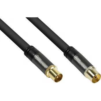 GoodConnections SmartFLEX Καλώδιο κεραίας, IEC ομοαξονικό βύσμα αρσενικό σε υποδοχή θηλυκή, επιχρυσωμένο, τετραπλά θωρακισμένο, 120dB, Μαύρο, 10m (GC-M2057)