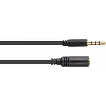 GoodConnections 3,5mm 4-πολικό TRRS Καλώδιο επέκτασης, βύσμα αρσενικό σε υποδοχή θηλυκή, 2m, Μαύρο AS-35V4B2