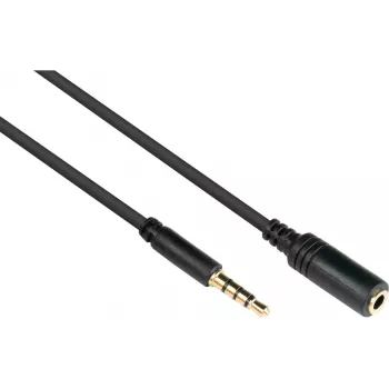 GoodConnections 3,5mm TRRS Καλώδιο επέκτασης ήχου, βύσμα αρσενικό σε υποδοχή θηλυκή, 5m, Μαύρο AS-35V4B5