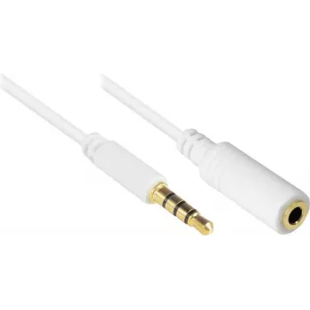 GoodConnections 3,5mm 4-πολικό TRRS Καλώδιο επέκτασης ήχου, βύσμα αρσενικό σε υποδοχή θηλυκή, Λευκό, 5m AS-35V4W5