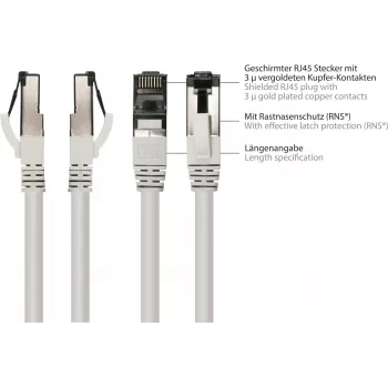 GoodConnections Alcasa 8080L-200 Cat8.1 S/FTP Καλώδιο δικτύου, 20 m, Γκρι, RJ45, 40 Gbit/s, 2000 MHz