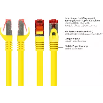 GoodConnections RNS® Cat. 6 S/FTP καλώδιο patch με Snagless Boot, PiMF, PVC, 250 MHz, κίτρινο, 25 m 8060-250Y