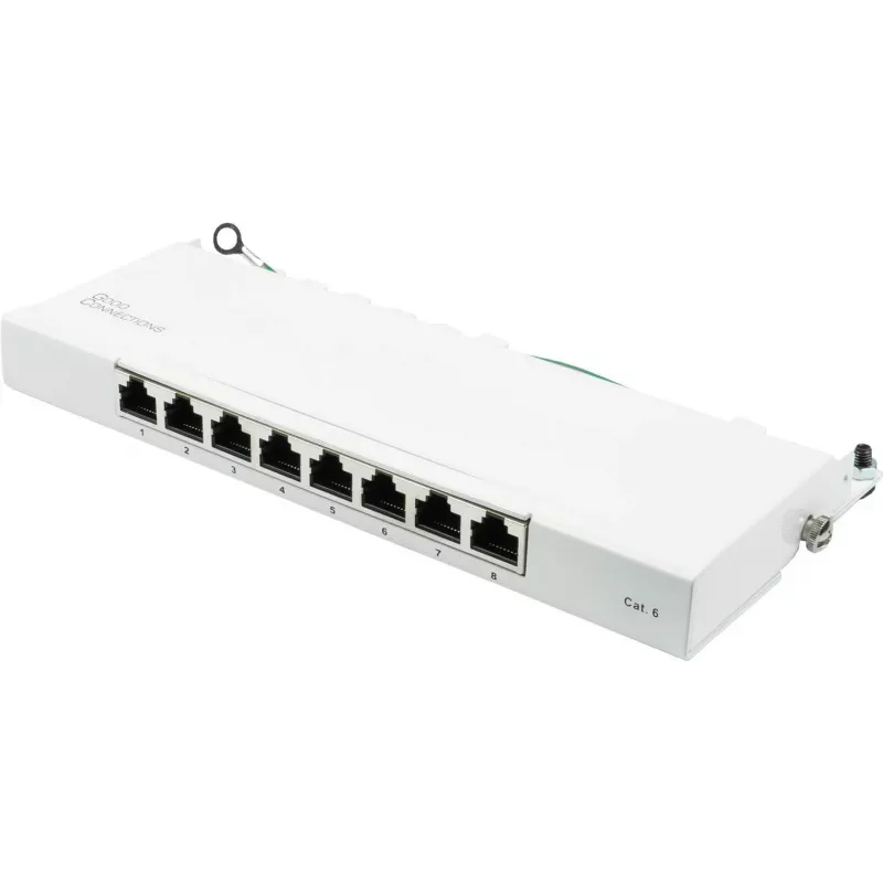 GoodConnections GC-N0113 Desktop Cat.6 8-Port STP Patch Panel, 0,5U, χωρίς εργαλεία, λευκό RAL9010