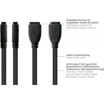 Good Connections καλώδιο εγκατάστασης HDMI, HDMI Type A υποδοχή θηλυκή σε Panel-Mount υποδοχή θηλυκή, 0,3 m, μαύρο HDMI-AD23