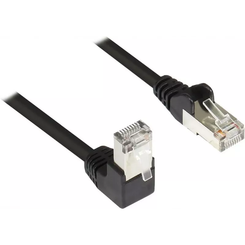 GoodConnections Καλώδιο patch Cat. 5e F/UTP, 2m, Μαύρο, 90° σε ευθύ RJ45 805S-020EWI