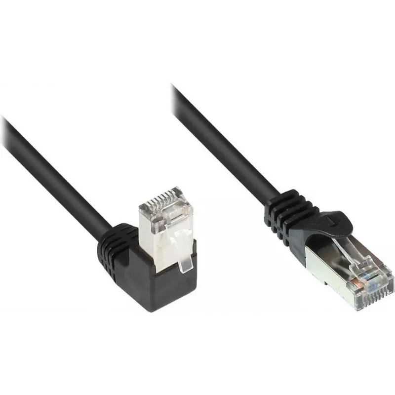 GoodConnections Καλώδιο patch Cat. 5e F/UTP, 2m, Μαύρο, 90° σε ευθύ RJ45 805S-020EWI