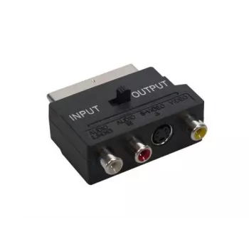 GoodConnections Alcasa 5525-3CU SCART σε 3x RCA + S-Video Προσαρμογέας με διακόπτη κατεύθυνσης, Μαύρο