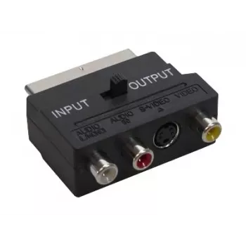 GoodConnections Alcasa 5525-3CU SCART σε 3x RCA + S-Video Προσαρμογέας με διακόπτη κατεύθυνσης, Μαύρο