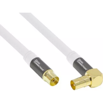 Good Connections GC-M2070 SmartFLEX Γωνιακό καλώδιο κεραίας TV - 30 m - Γωνιακό βύσμα ομοαξονικό IEC αρσενικό σε υποδοχή θηλυκή - Τετραπλή θωράκιση 120dB 75 Ohm - Επιχρυσωμένα βύσματα - Λευκό